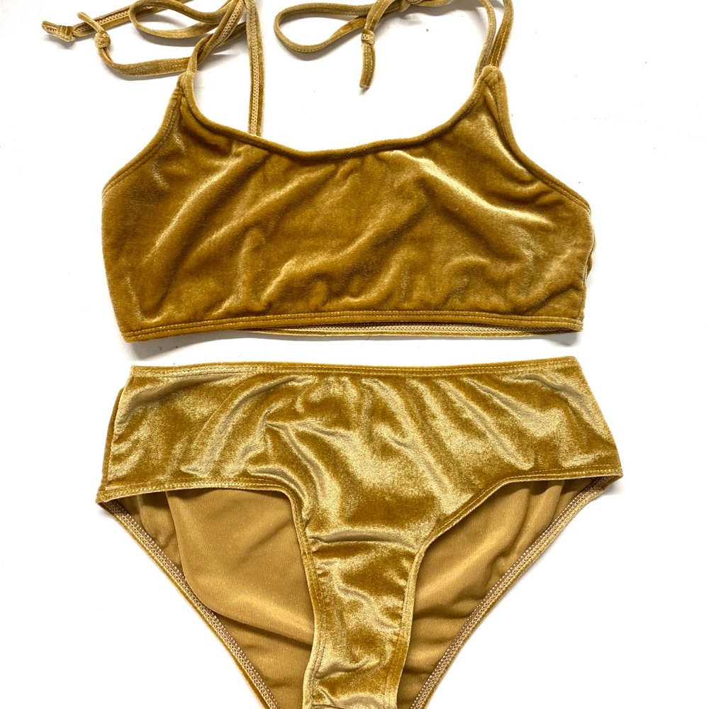 Gold velvet bikini bathingsuit size small